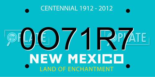 0O71R7 New Mexico License Plate
