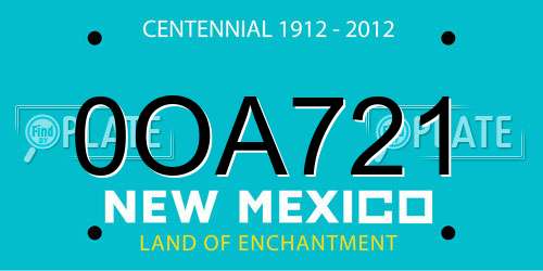 0OA721 New Mexico License Plate