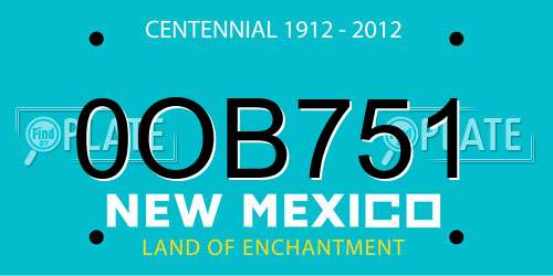 0OB751 New Mexico License Plate