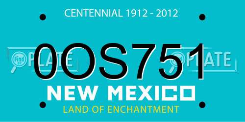 0OS751 New Mexico License Plate