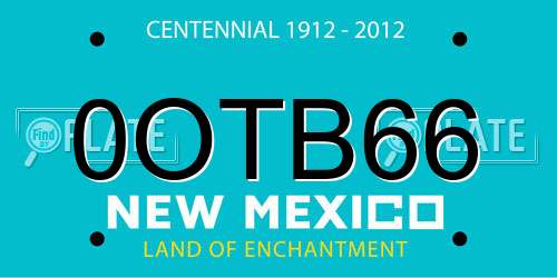 0OTB66 New Mexico License Plate