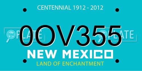 0OV355 New Mexico License Plate