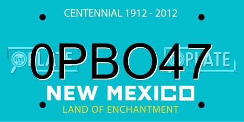 0PBO47 New Mexico License Plate