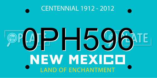 0PH596 New Mexico License Plate
