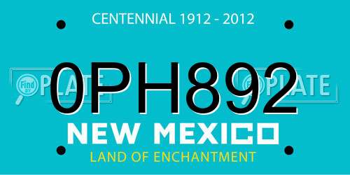 0PH892 New Mexico License Plate