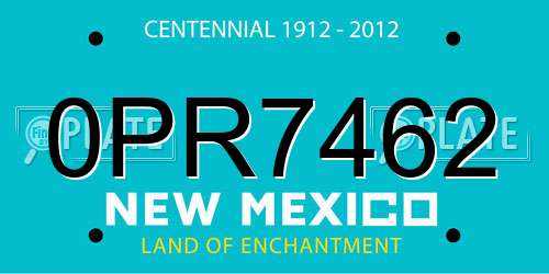 0PR7462 New Mexico License Plate