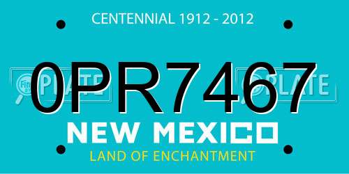 0PR7467 New Mexico License Plate