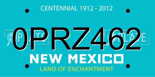 0PRZ462 New Mexico License Plate