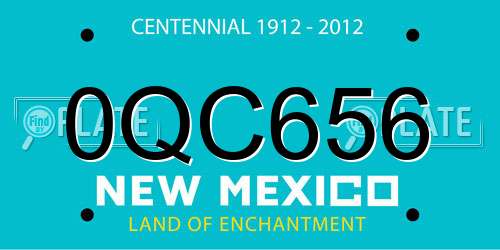 0QC656 New Mexico License Plate