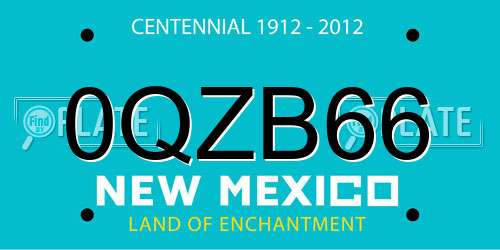 0QZB66 New Mexico License Plate