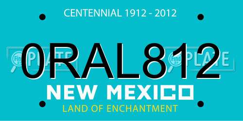 0RAL812 New Mexico License Plate