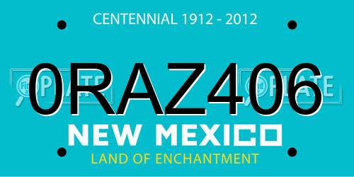 0RAZ406 New Mexico License Plate
