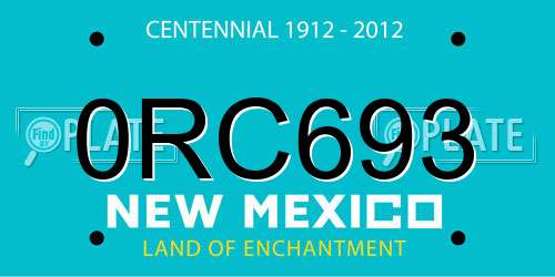 0RC693 New Mexico License Plate