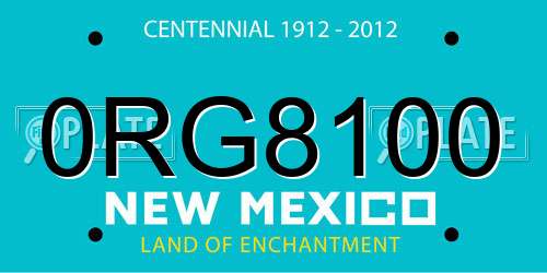 0RG8100 New Mexico License Plate
