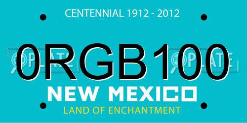 0RGB100 New Mexico License Plate