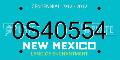 0S40554 New Mexico License Plate