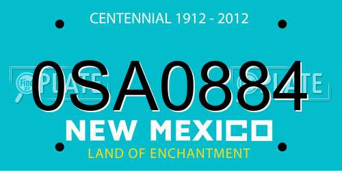 0SA0884 New Mexico License Plate