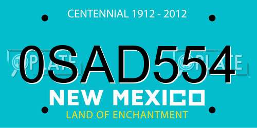 0SAD554 New Mexico License Plate