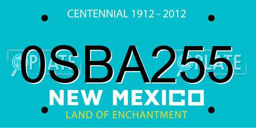 0SBA255 New Mexico License Plate