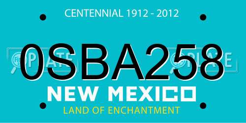 0SBA258 New Mexico License Plate