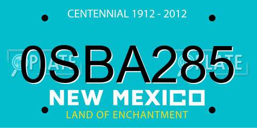 0SBA285 New Mexico License Plate