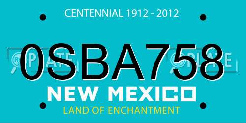 0SBA758 New Mexico License Plate