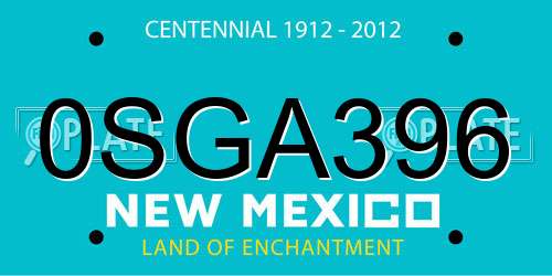0SGA396 New Mexico License Plate