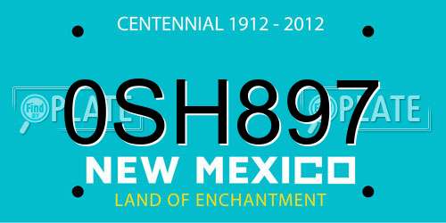 0SH897 New Mexico License Plate