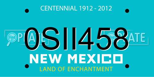 0SII458 New Mexico License Plate