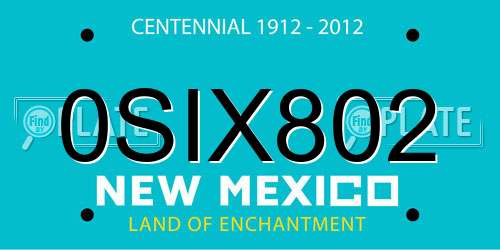 0SIX802 New Mexico License Plate
