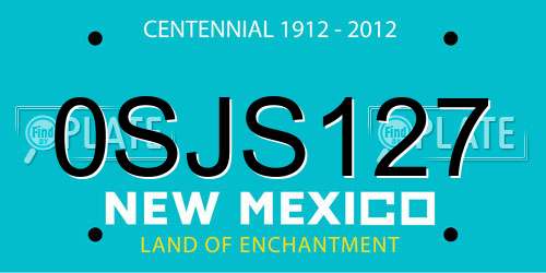 0SJS127 New Mexico License Plate