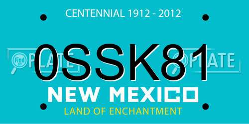 0SSK81 New Mexico License Plate