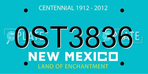 0ST3836 New Mexico License Plate