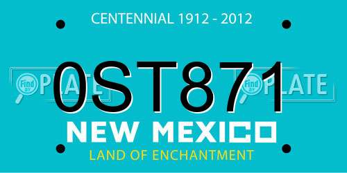0ST871 New Mexico License Plate
