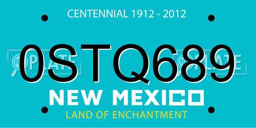 0STQ689 New Mexico License Plate