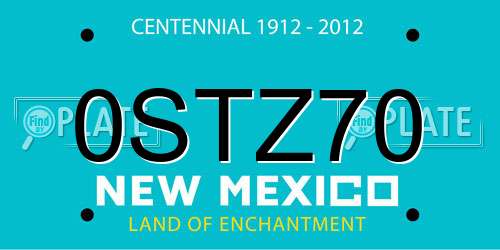 0STZ70 New Mexico License Plate