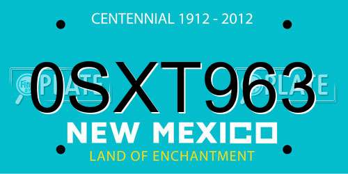 0SXT963 New Mexico License Plate