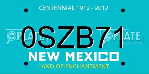 0SZB71 New Mexico License Plate