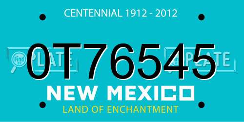 0T76545 New Mexico License Plate
