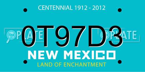 0T97D3 New Mexico License Plate