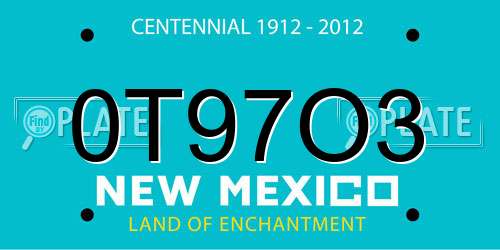 0T97O3 New Mexico License Plate