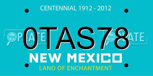 0TAS78 New Mexico License Plate