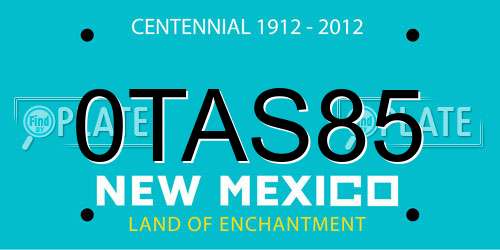 0TAS85 New Mexico License Plate