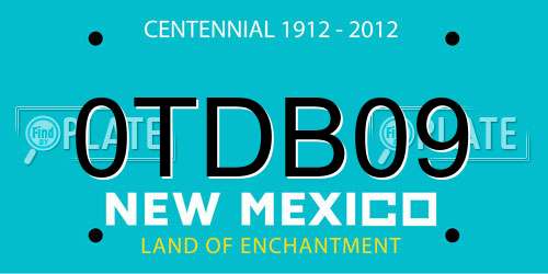0TDB09 New Mexico License Plate