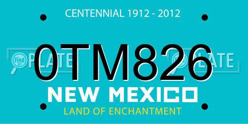 0TM826 New Mexico License Plate