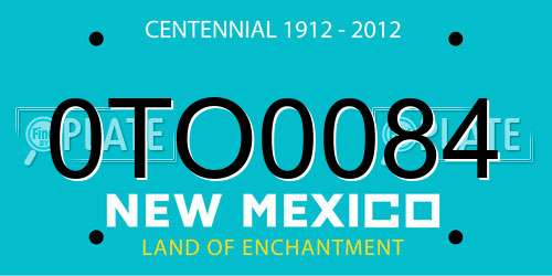 0TO0084 New Mexico License Plate
