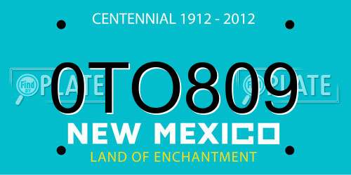 0TO809 New Mexico License Plate