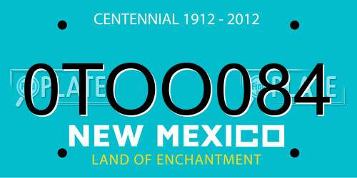 0TOO084 New Mexico License Plate
