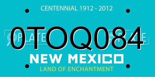 0TOQ084 New Mexico License Plate