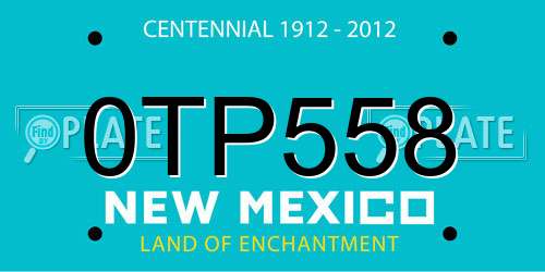 0TP558 New Mexico License Plate